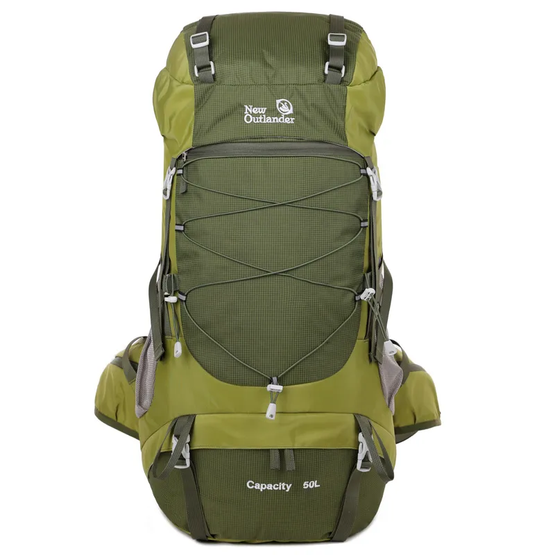 Backpack Outdoor Mountaineering Bag Large Capacity Nylon Travel Camping Hiking Climbing - Green