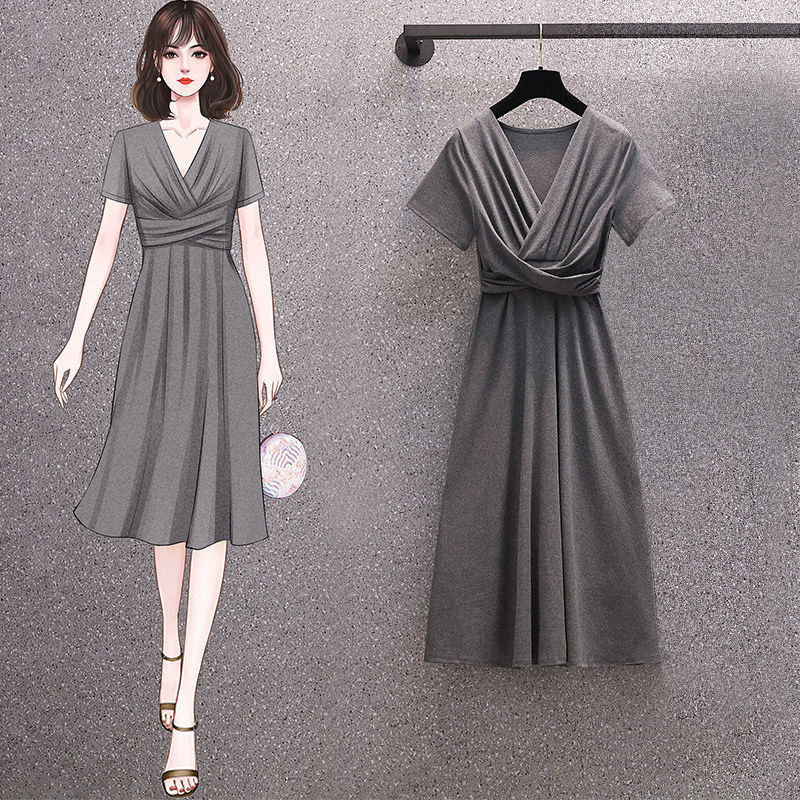 Fashionable Elegant Slim-fit Pleated Ladies Dress