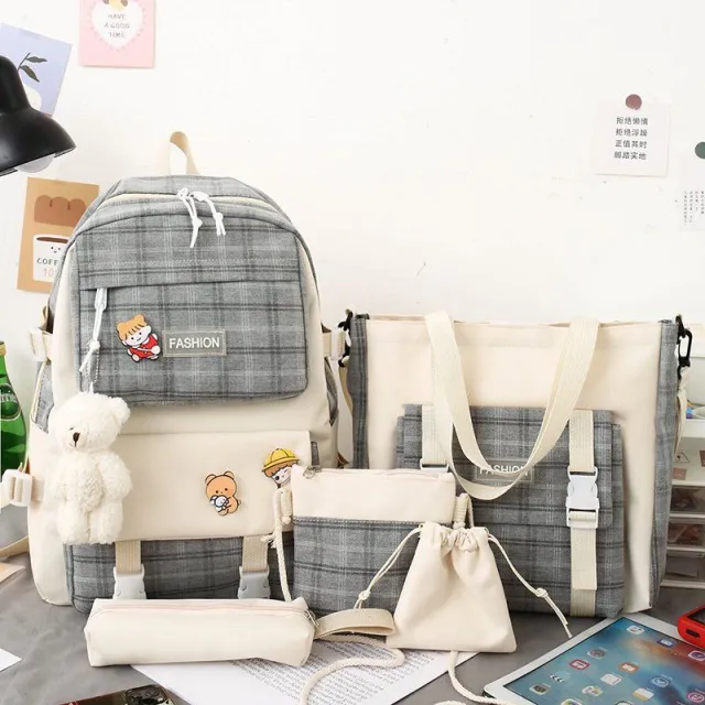 Backpack Japanese Cute Grid Elementary School Book Black - Shop at LoveMi