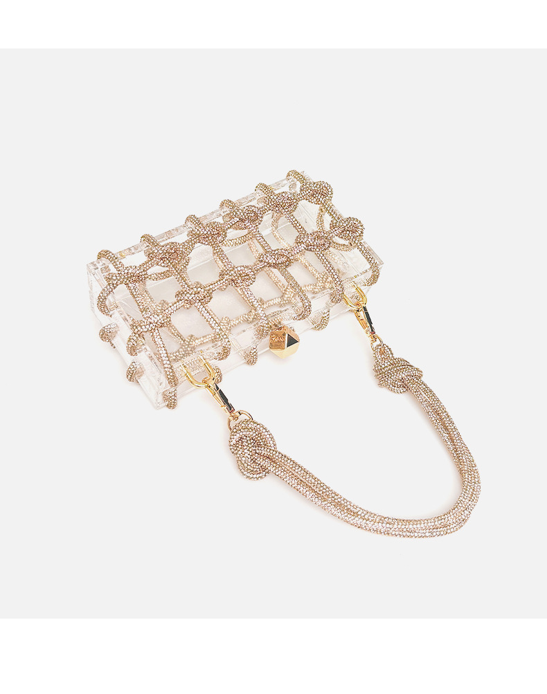 French Sweet Shiny Rhinestone Banquet Small Square Bag — foto 2