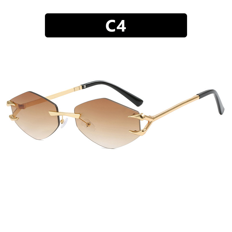 European And American Leisure Hip Hop Trend Sunglasses Frameless Grapple Polygonal Sunglasses - Image 11