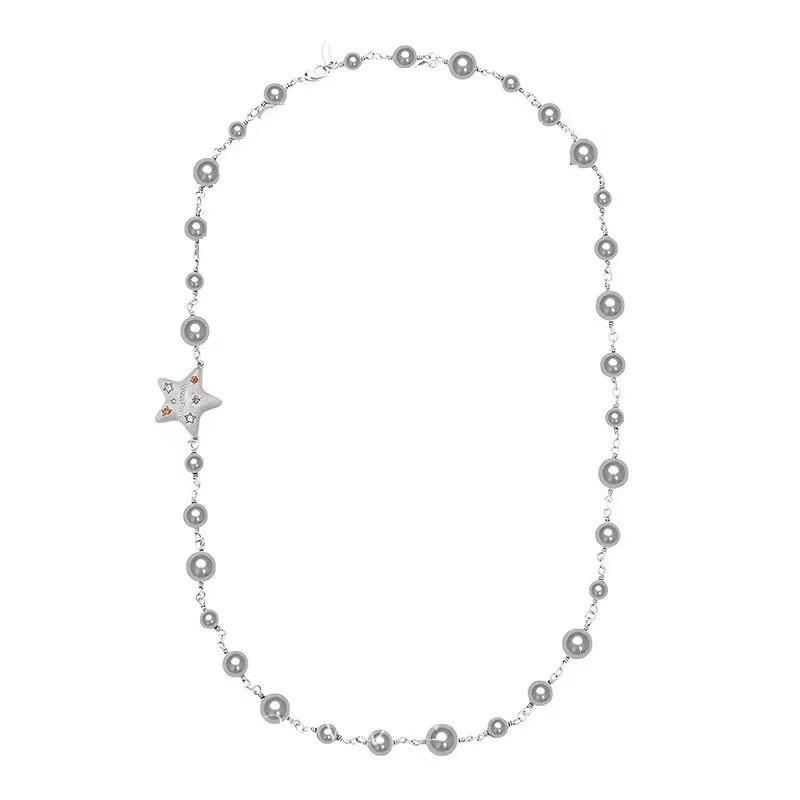 High-End Dual-Layer Starry Sky Pearl Statement Necklace