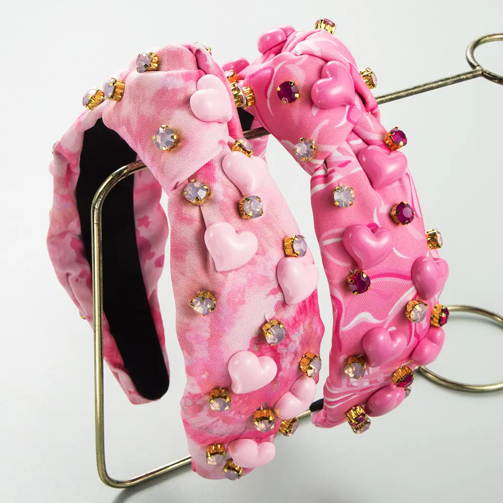 Printed Fabric Valentine's Day Headband Female Hand-stitched