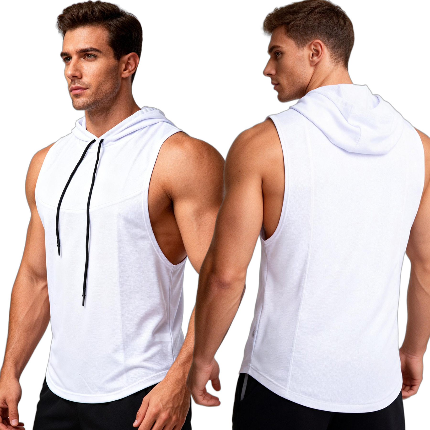 Men's High-Elastic Breathable Fitness Vest With Hood