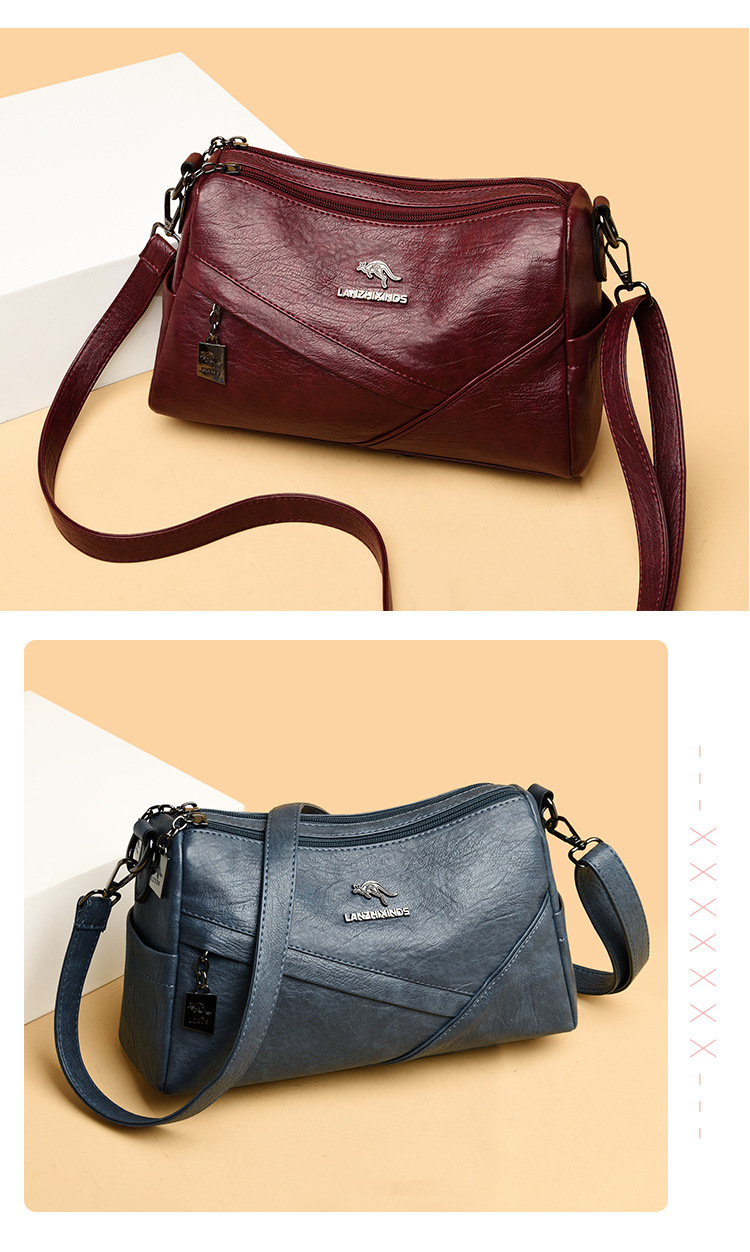 Title 3, Bolsa Crossbody de Couro Macio com Grande Capac...