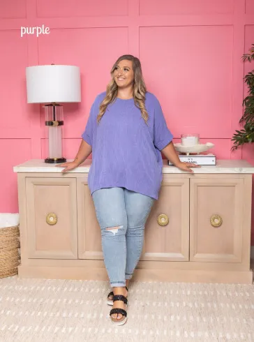 Women's Plus Size Casual Baggy Fashion Top Purple - Shop at LoveMi