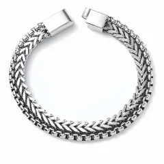 Trendy Stainless Steel Bracelet Men's Trendy Design - Double Layer Scale Chain 23Cm - View 1