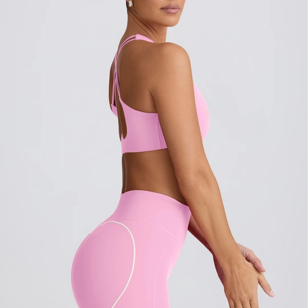 Yoga Suit Peach Hip Nude Feel High Waist Shorts Sports Top Two-piece Set