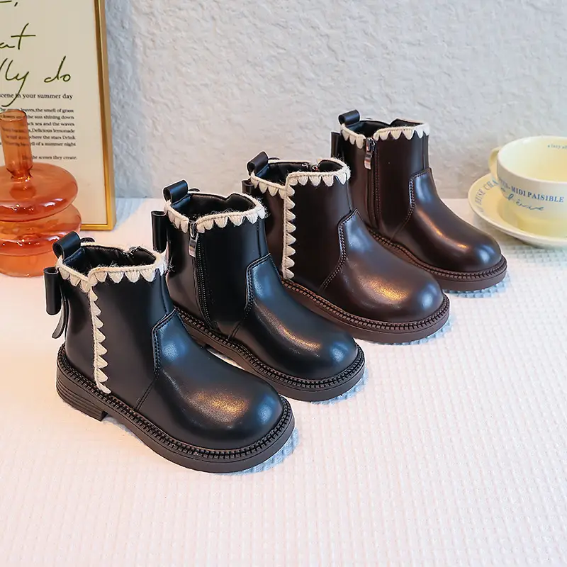 Girls' Soft-soled Velvet-lined Leather Boots