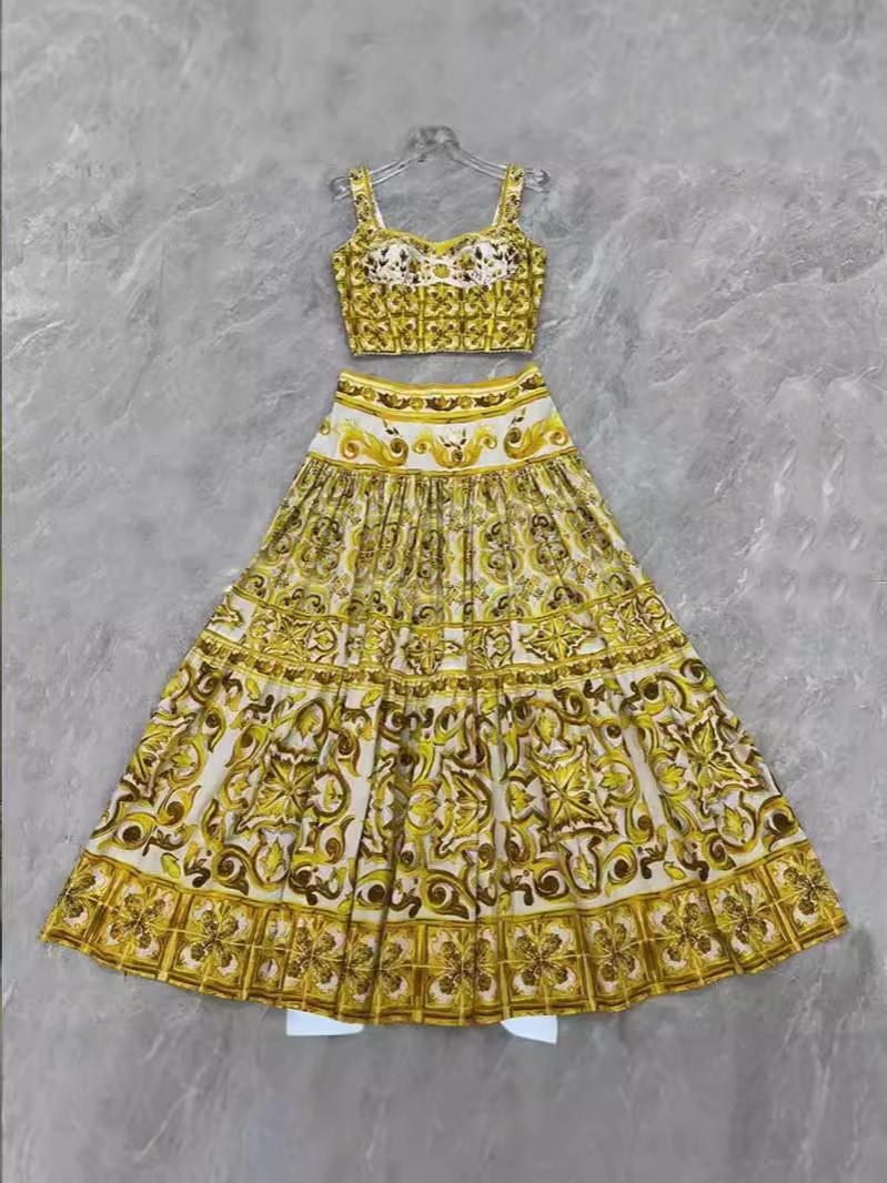 Vintage Starfish Shell Print Overall Dress Set