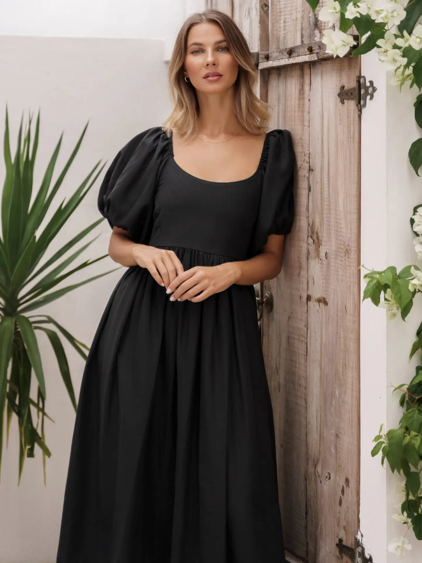 Women's French-style High-grade Lantern Sleeve Backless Casual Dress