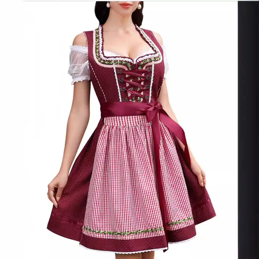 Wine-Red Mini Dirndl