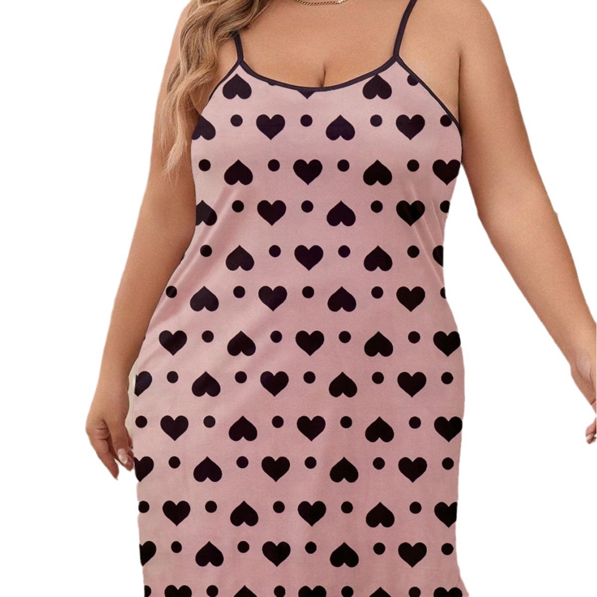 Heart Printing Nightdress Women's Suspenders