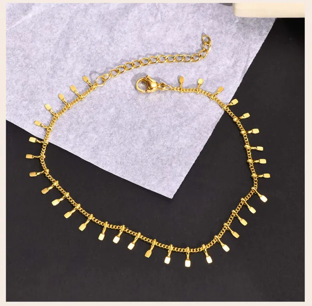 Anklet Stainless Steel Ring Tassel Anklet Bohemian Beach Foot Ornaments Anklet - Shop at LoveMi
