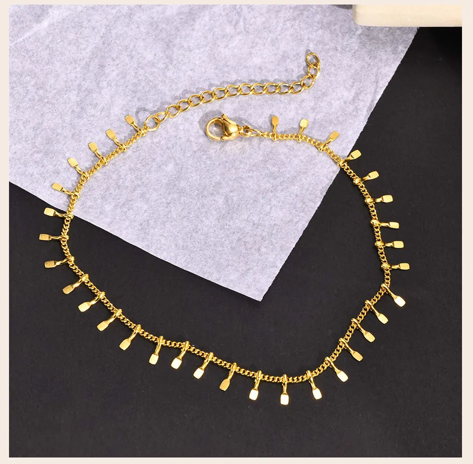 Anklet Stainless Steel Ring Tassel Anklet Bohemian Beach Foot Ornaments - Anklet