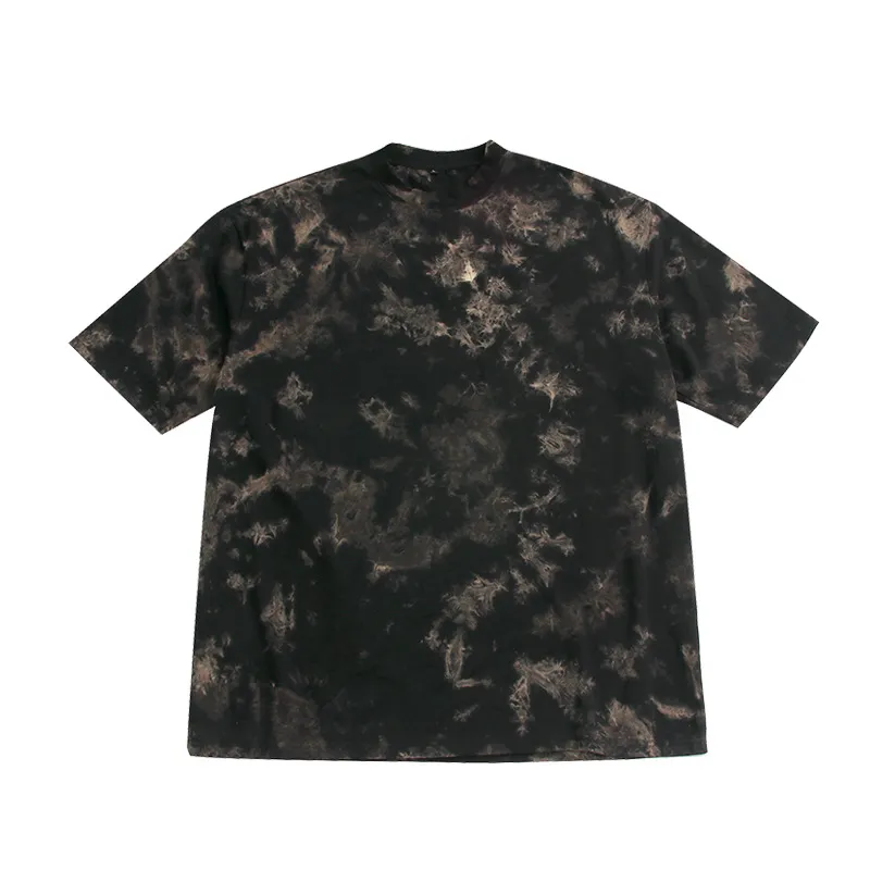 Tie-dye Pattern Short-sleeved T-shirt Popular Style - Black Gold