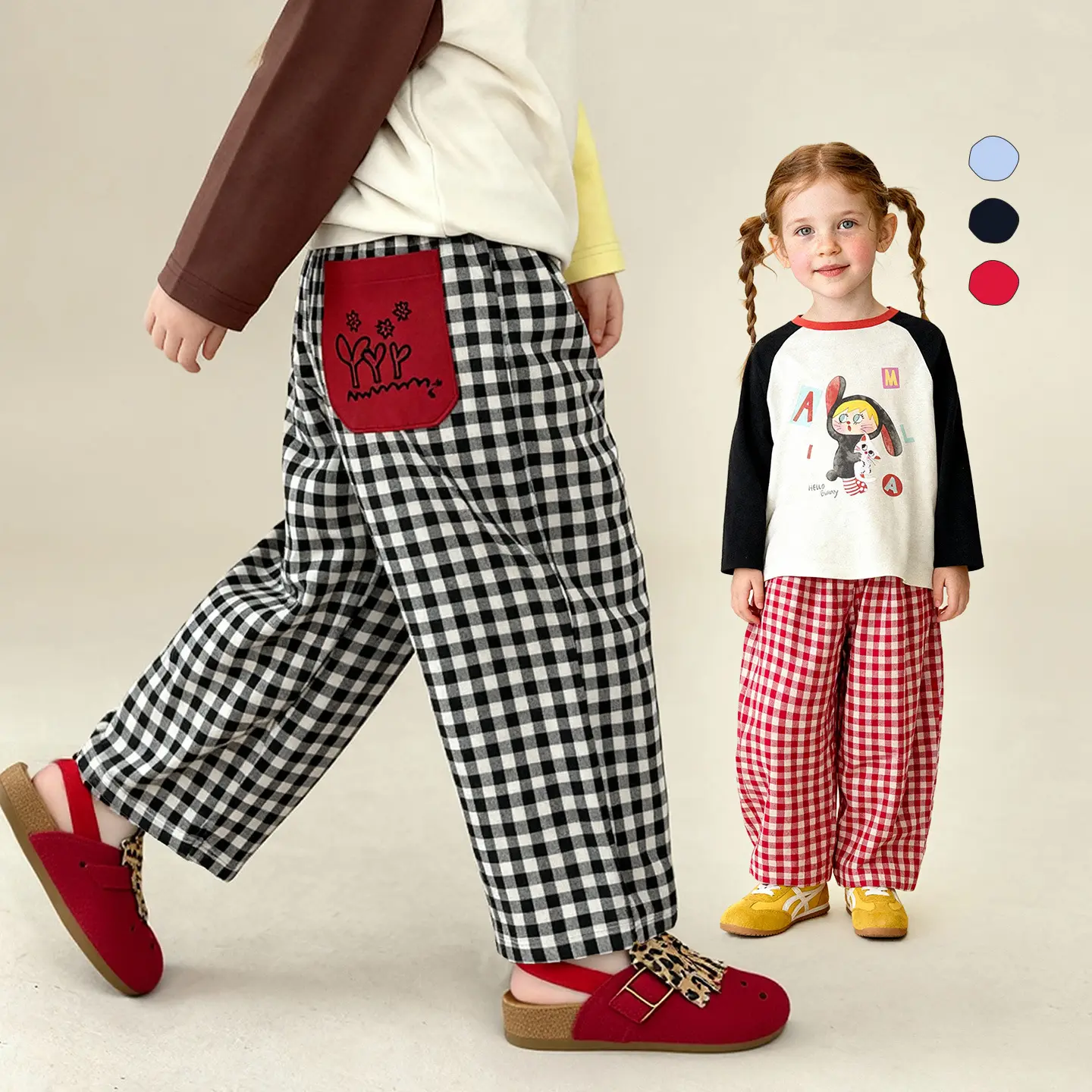 Spring Childrens Casual Plaid Pants Fresh