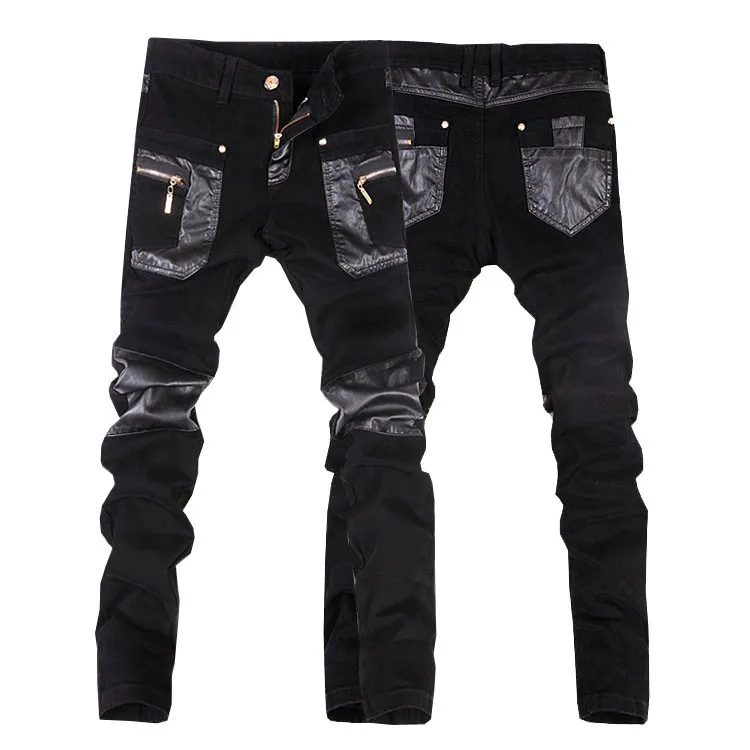 Title 2, Mens leather pants tide locomotive popular foo...