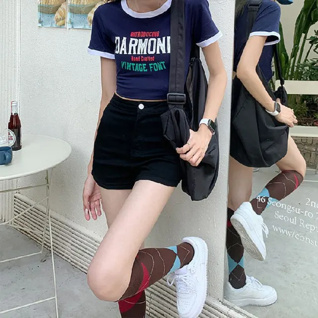 Denim Shorts High Waist Women's Elastic High Tight Slimming Sheath Black - Shop at LoveMi