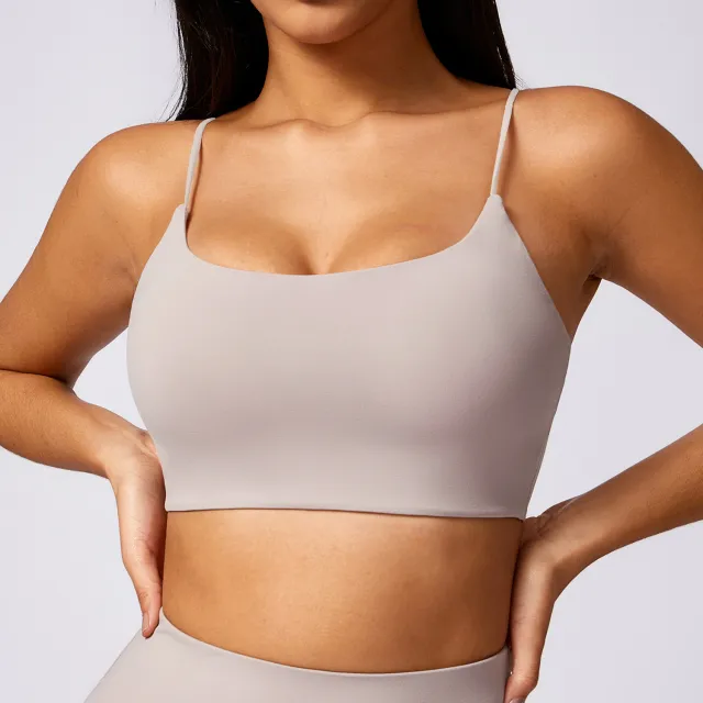 Quick drying Tight Back Yoga Bra Linen Gray - Shop at LoveMi