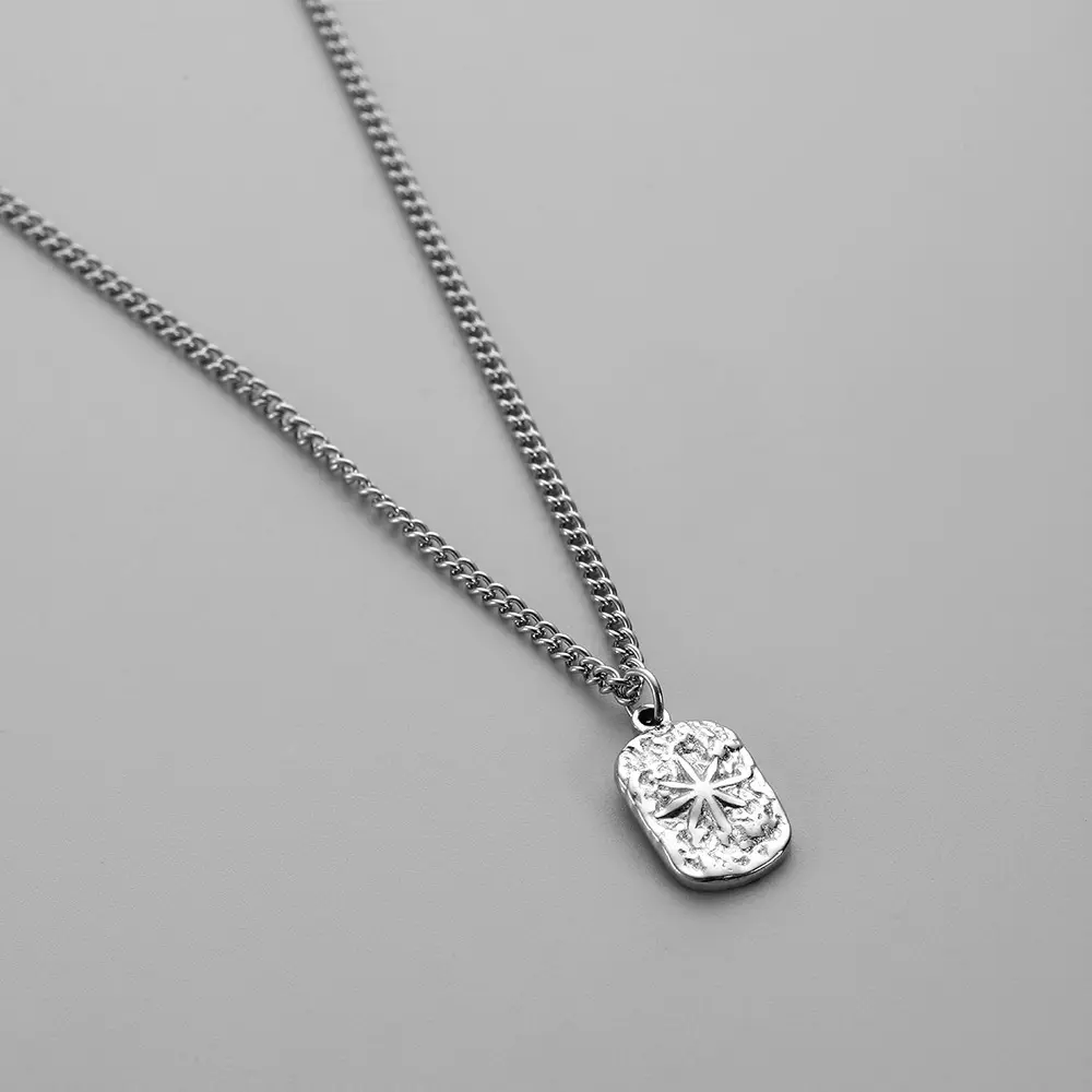 Fashion Minimalist Relief XINGX Square Plate Pendant