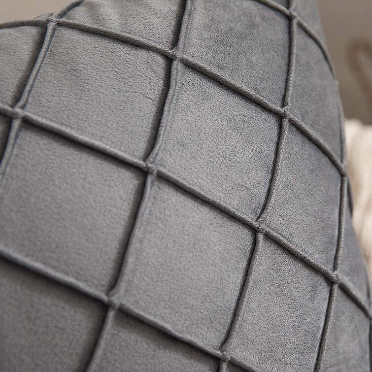 Solid Color Velvet Embroidered Plaid Pillowcase 3