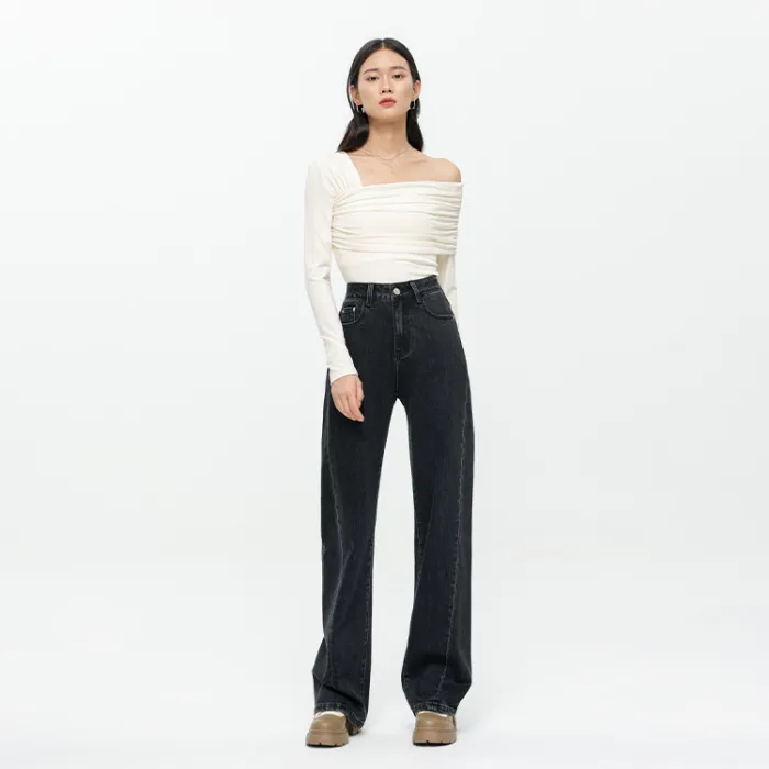 Fashion Personality Black And Gray Jeans For Women - Gray