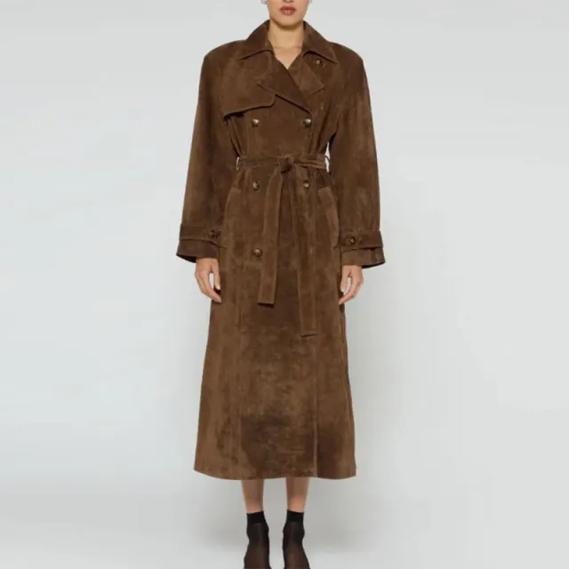 Women's Fall Winter Coat Fashion Polo Collar Double breasted Extended Trench Coat Long - Shop at LoveMi