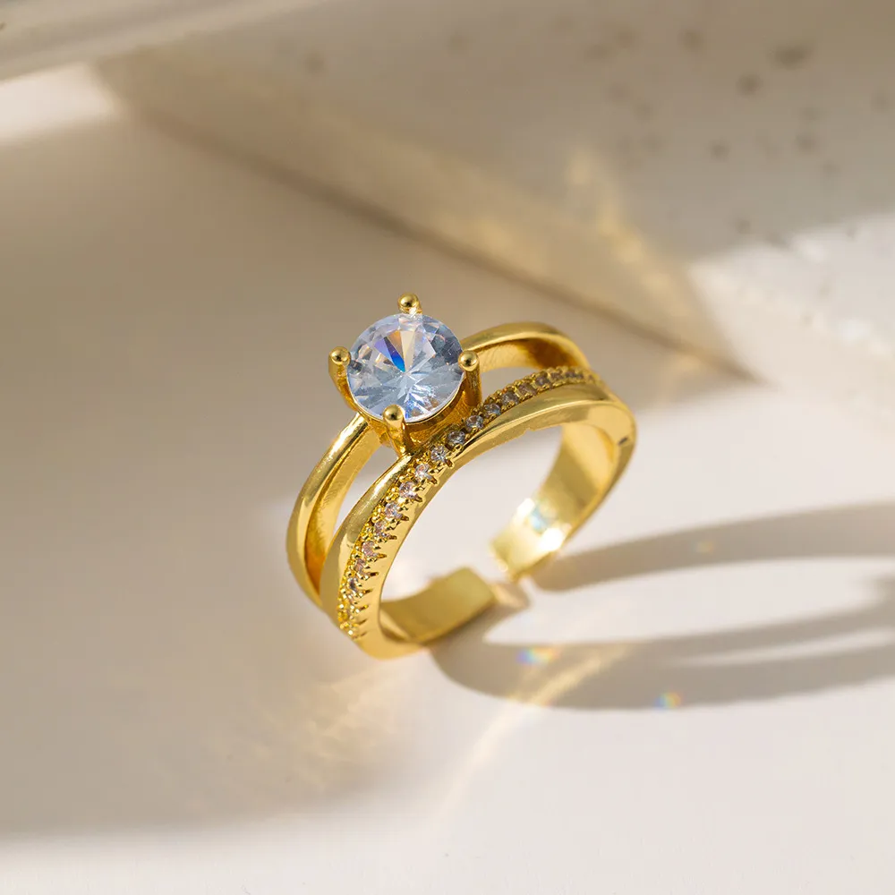 Micro-inlaid Zirconia Viral Ring For Women - F1142 Gold