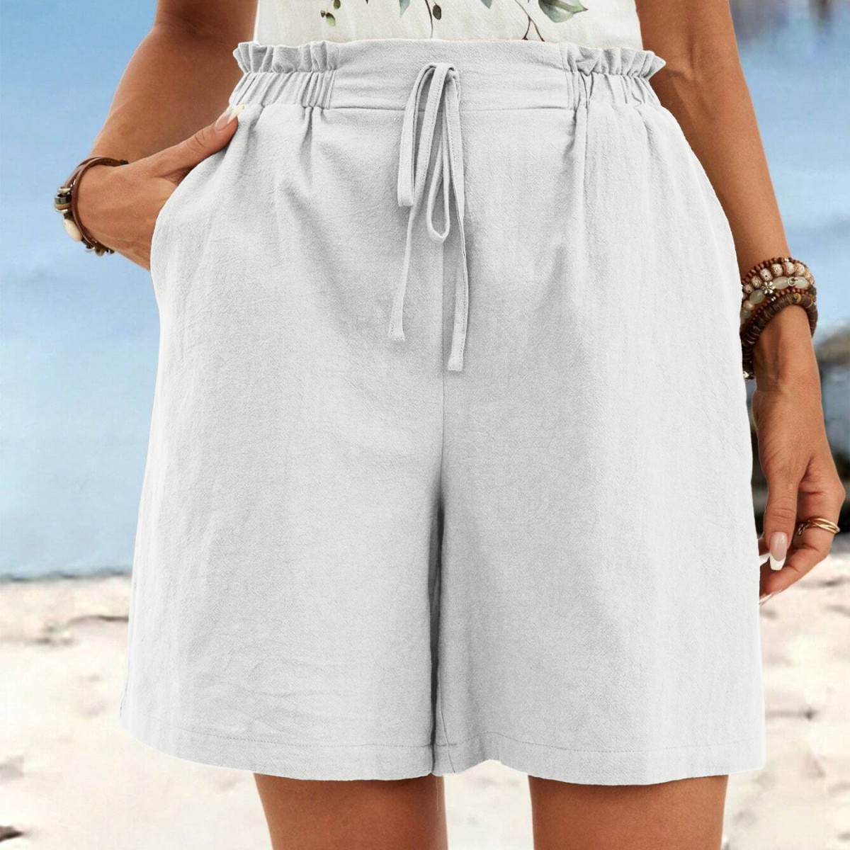 Womens Solid-Color Casual Sports Capri Pants