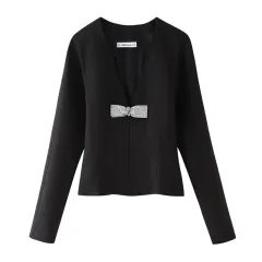Summer Bow Slim Shirt Mini Skirt - Top - View 1