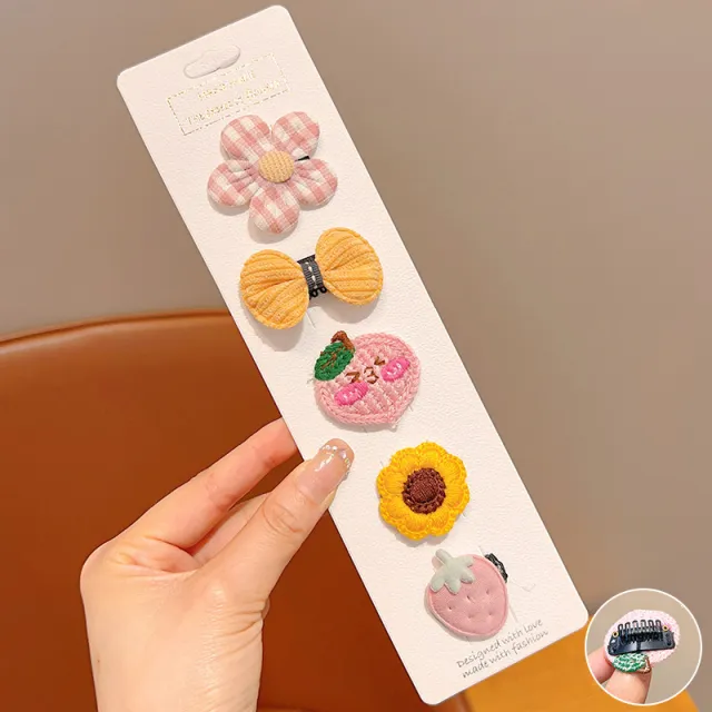 Portable Home Cartoon Creative Mini Dog Hairpin Pink Plaid 5Pcs - Shop at LoveMi