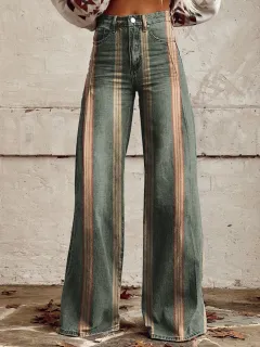Women's Casual And Fashionable Denim Wide Leg Pants - Yn1980Mu - View 1