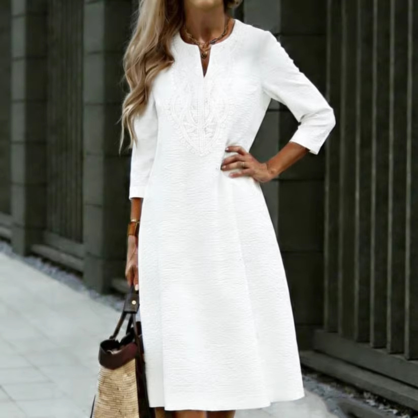 Retro Solid-color Fashionable Casual Dress For Women