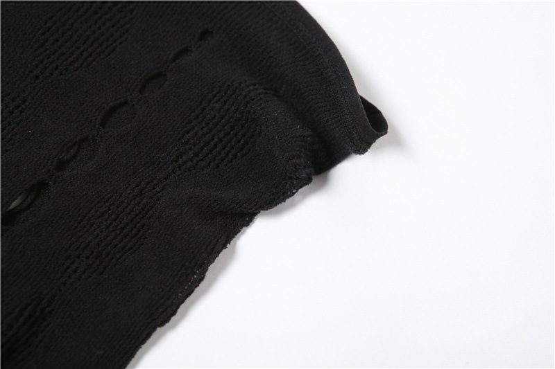 Women's Fashion Casual Openwork Knitted Top High Waist Tight Trousers Suit