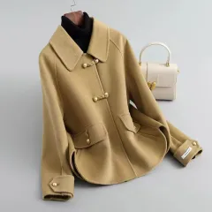 Women's Loose Large Size Autumn And Winter Thickening Double-sided Woolen New Coat - Camel - View 1