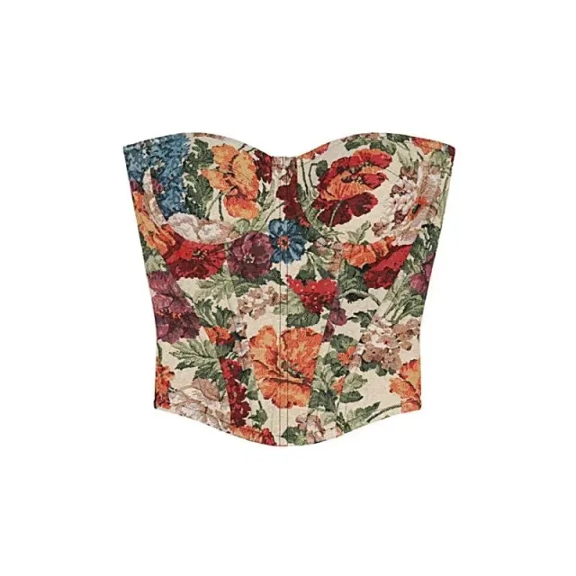 Oil Painting Camisole Floral Strapless Vest Vintage Printing - Shop at LoveMi