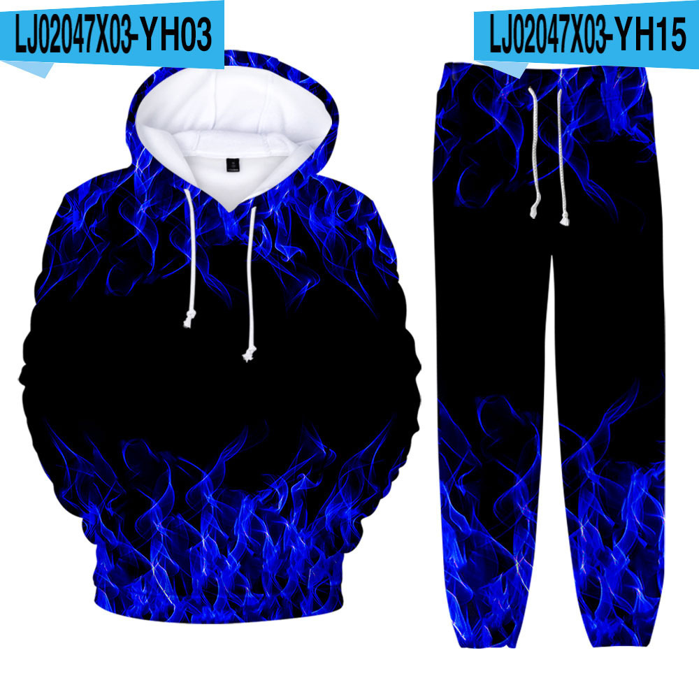 New Color Flame Digital Printing Ankle Banded Pants Suit