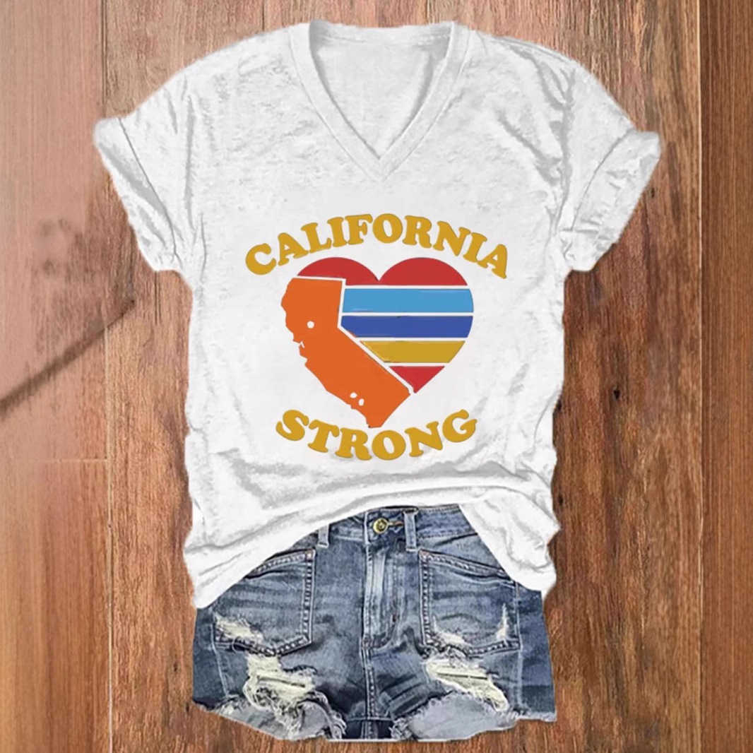 Women's Love V-neck Casual Short-sleeved Top