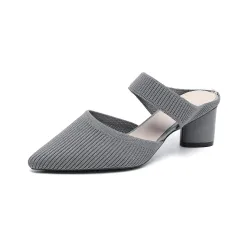 Casual Simple Pointed Toe Shallow Mouth Women's High Heels - Grey - View 1