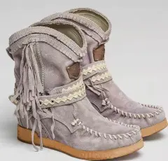 European And American Winter New Tassel Short Women's Boots - Gray - View 1