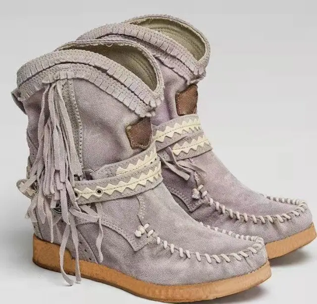 European And American Winter New Tassel Short Women's Boots Gray - Shop at LoveMi