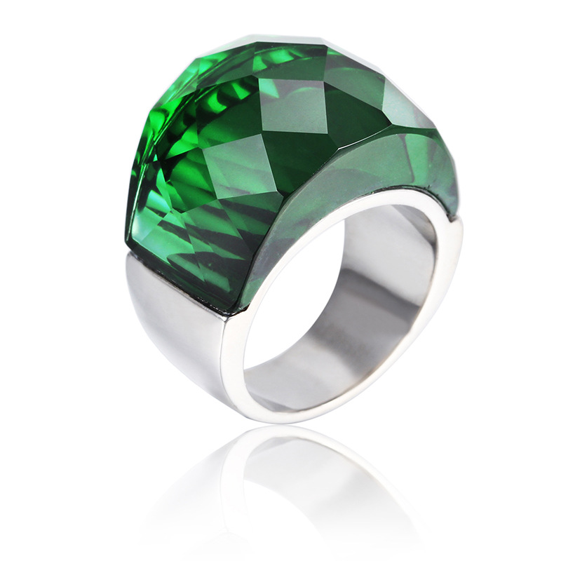 Simple Vacuum Plating 18K Gold Ring European And American Ins Style Crystal Glass Multicolor