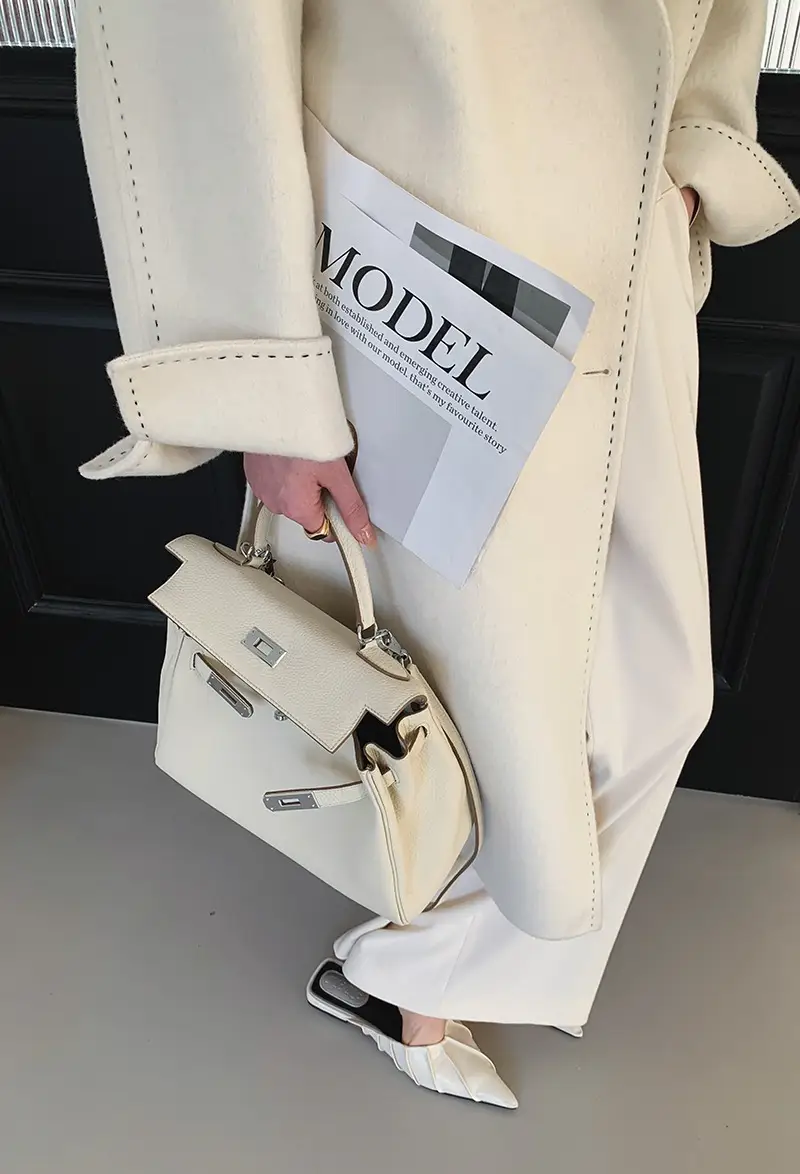 Long Fur Lapel Extended Lace-up Double-faced Woolen Goods Wool Overcoat Coat