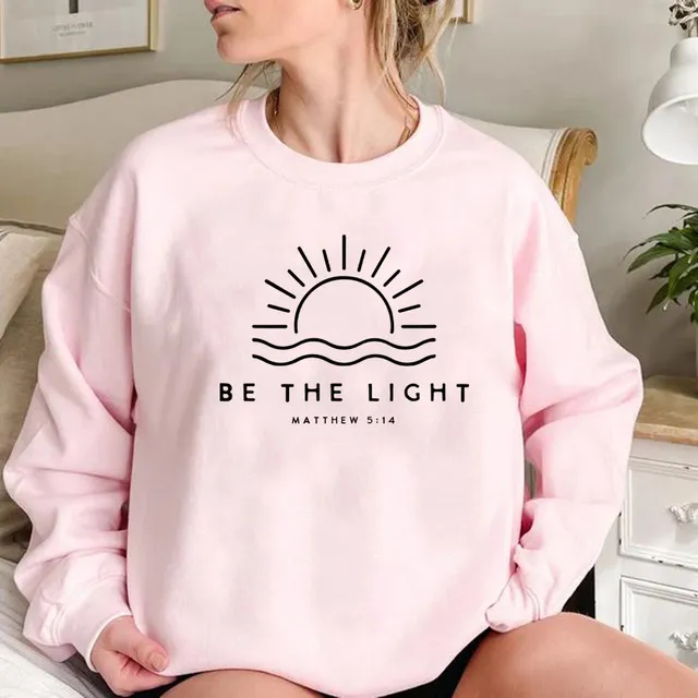 Women's Fleece lined Crew Neck Sweater Plain Slogan Printing Pink - Shop at LoveMi