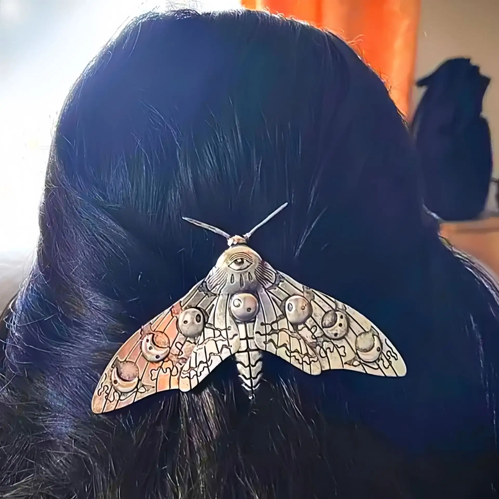 Retro Insect Barrettes Back Head Moth Spring