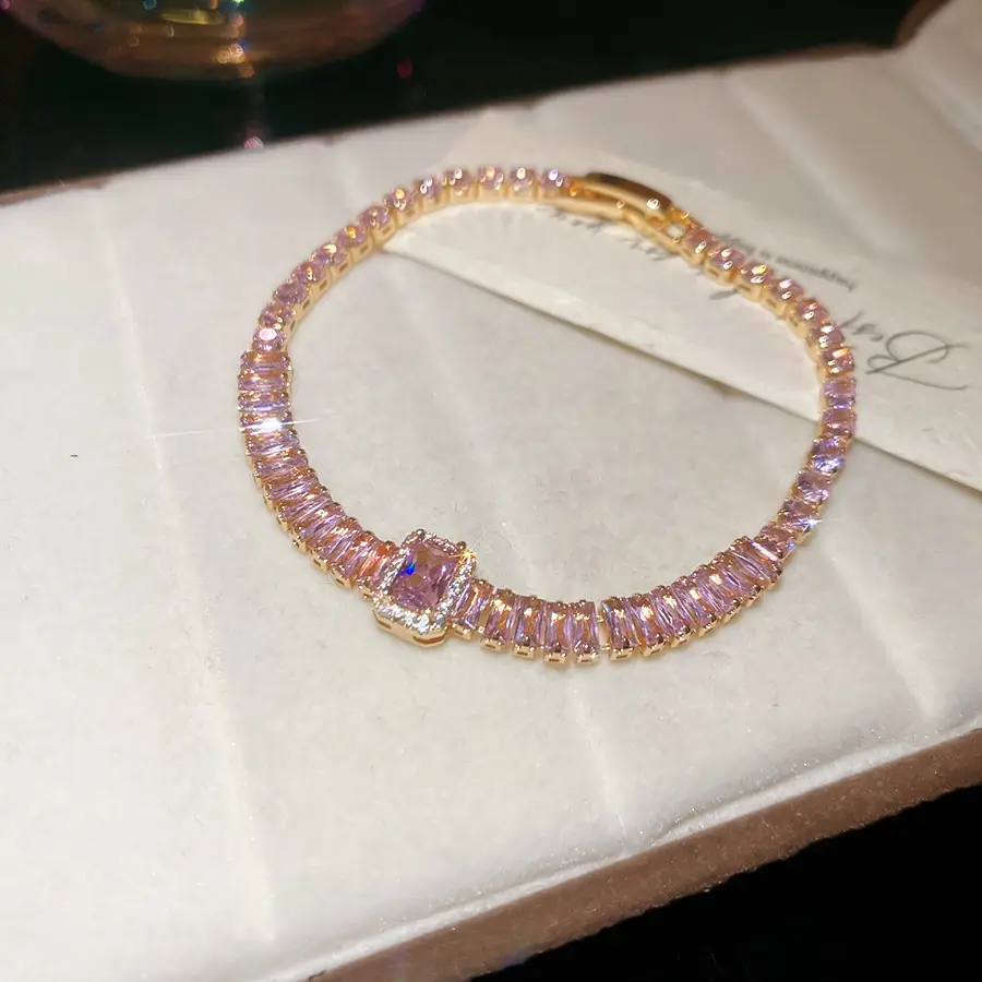 Dopamine Zircon Geometric Clasp Bracelet Delicate Bracelet