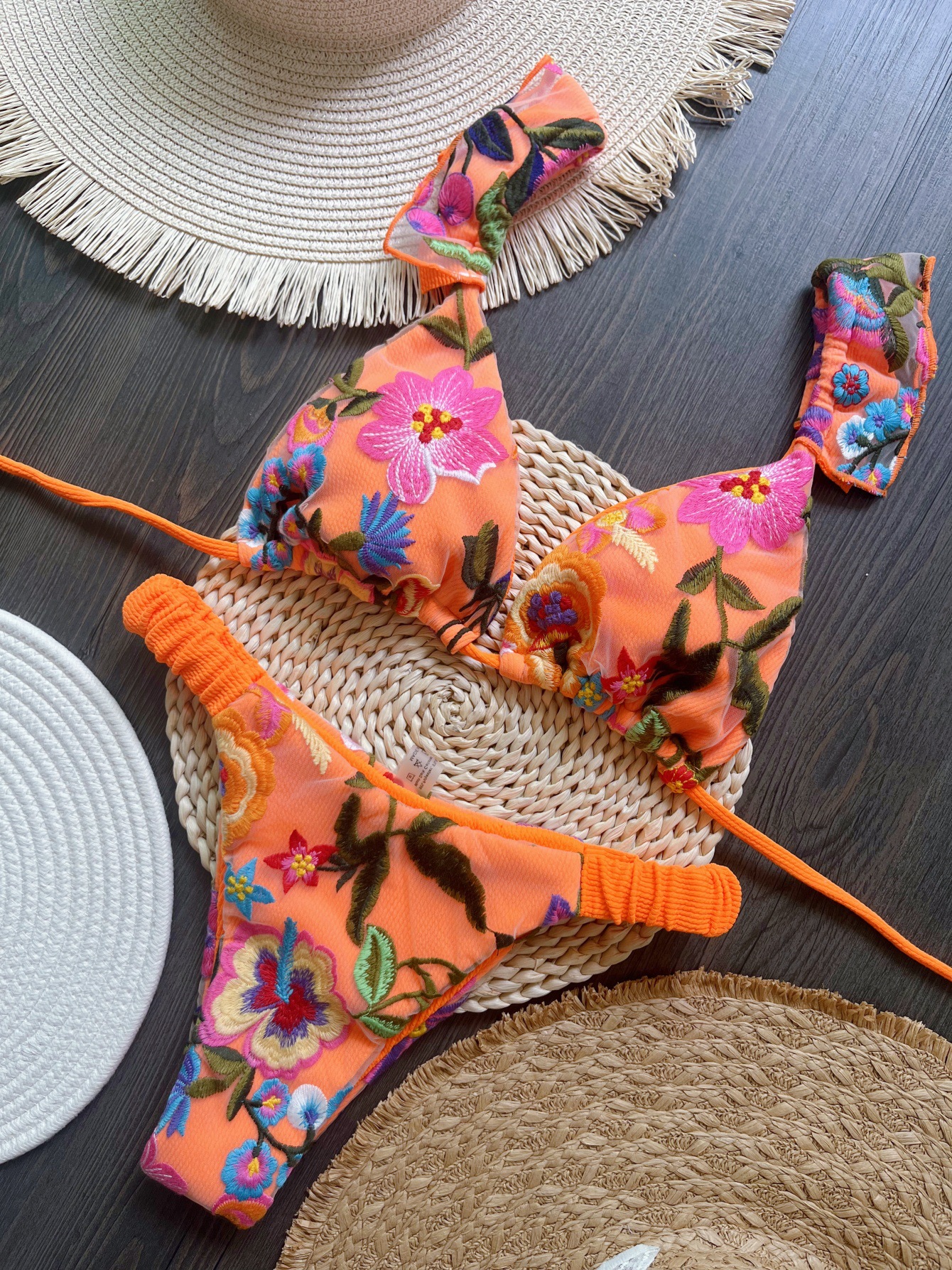 Mesh Multi color Embroidery Lining Flying Bikini Suit Ls02 - Shop at LoveMi