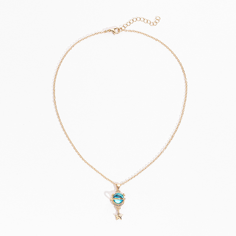Fashion Diamond Planet Pendant Alloy Necklace For Women