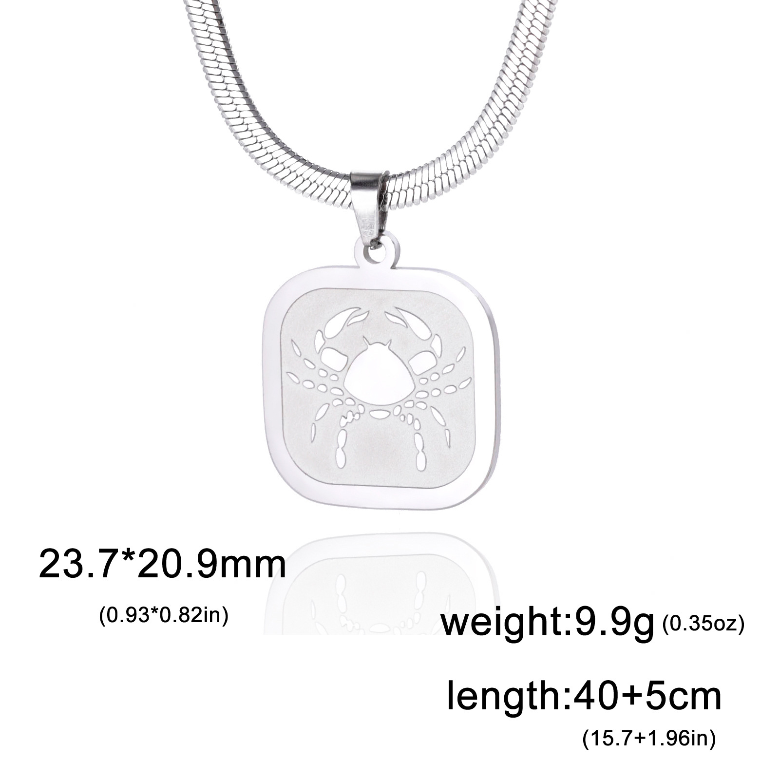 All-match Twelve Constellation Small Square Brand Stainless Steel Necklace
